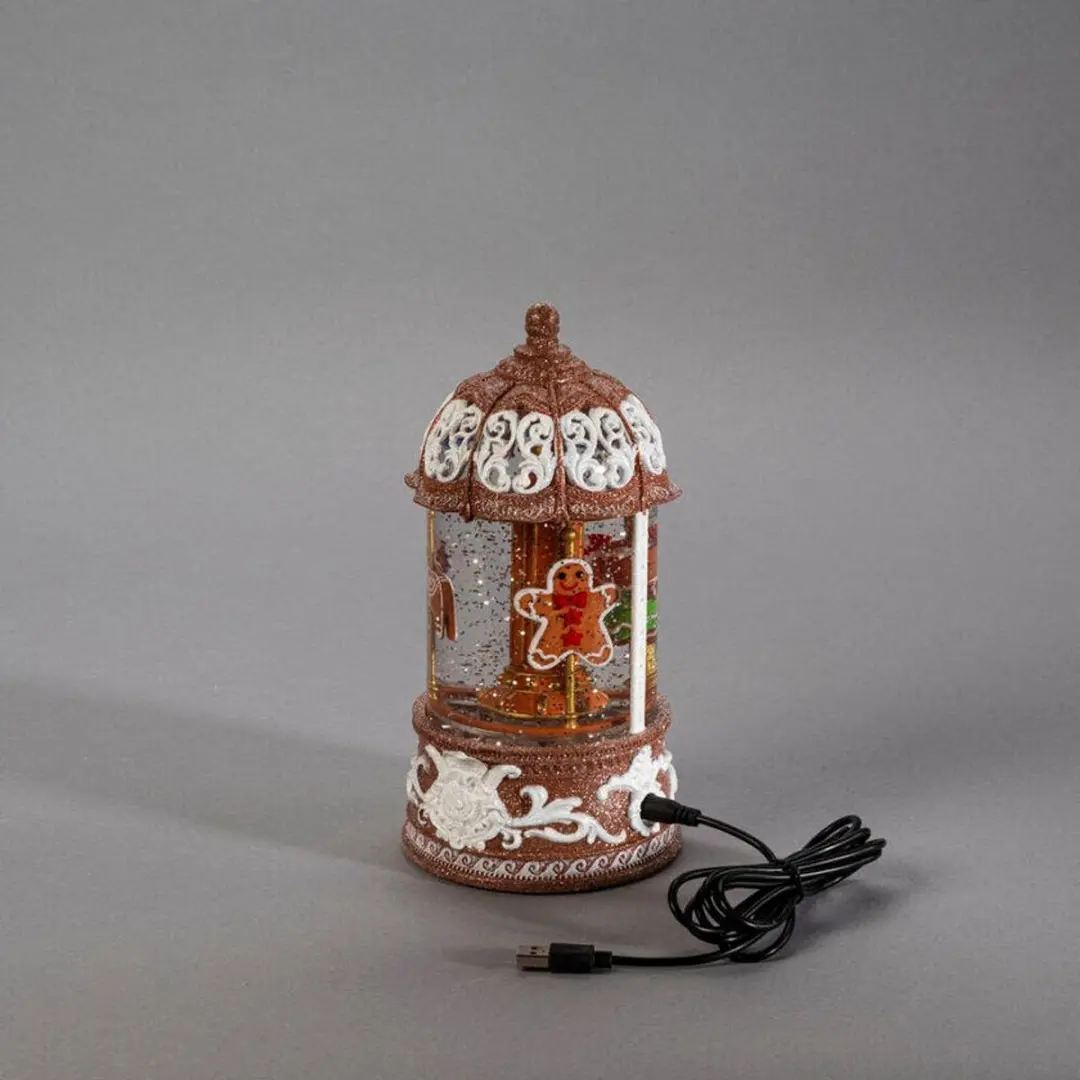Konstsmide LED Sneeuwlantaarn Waterspinner Peperkoek Bruin - Ø 11,2 x 22cm - afbeelding 5 van 6