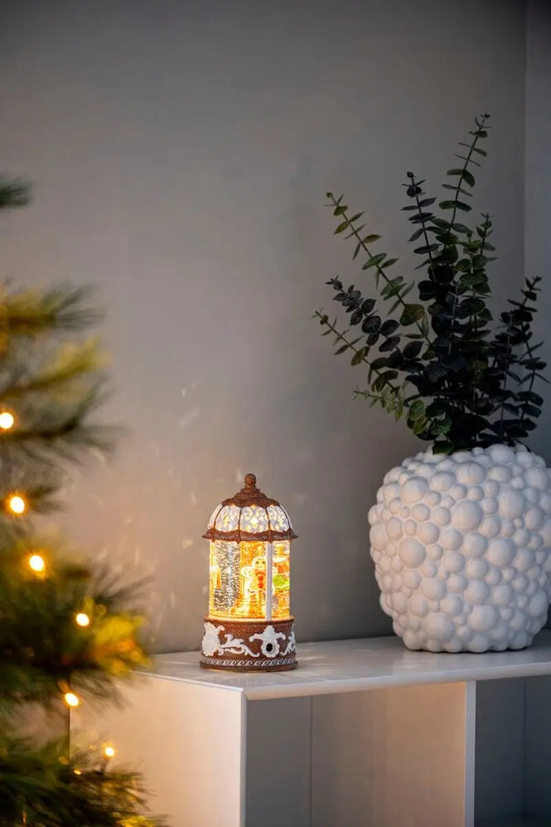 Konstsmide LED Sneeuwlantaarn Waterspinner Peperkoek Bruin - Ø 11,2 x 22cm - afbeelding 3 van 6