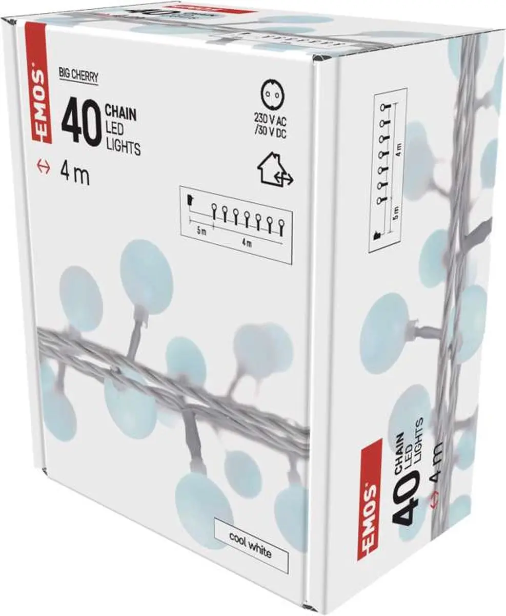 Emos LED-lichtslinger kersen 4m D5AC01 - Koudwit - afbeelding 3 van 6
