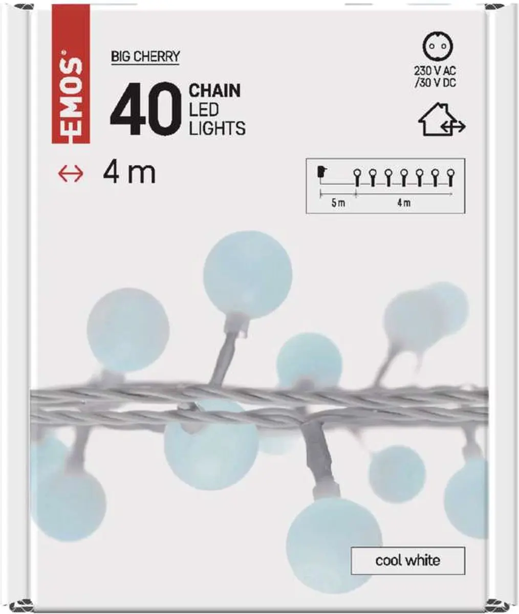 Emos LED-lichtslinger kersen 4m D5AC01 - Koudwit - afbeelding 2 van 6