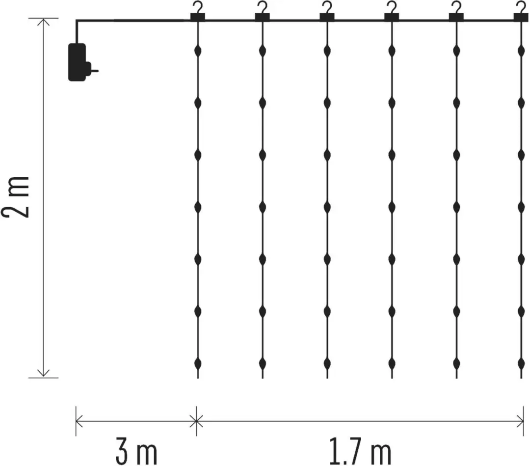 Emos D3EW01 LED-kerstgordijn - 1,7x2m - Warm Wit - afbeelding 5 van 6