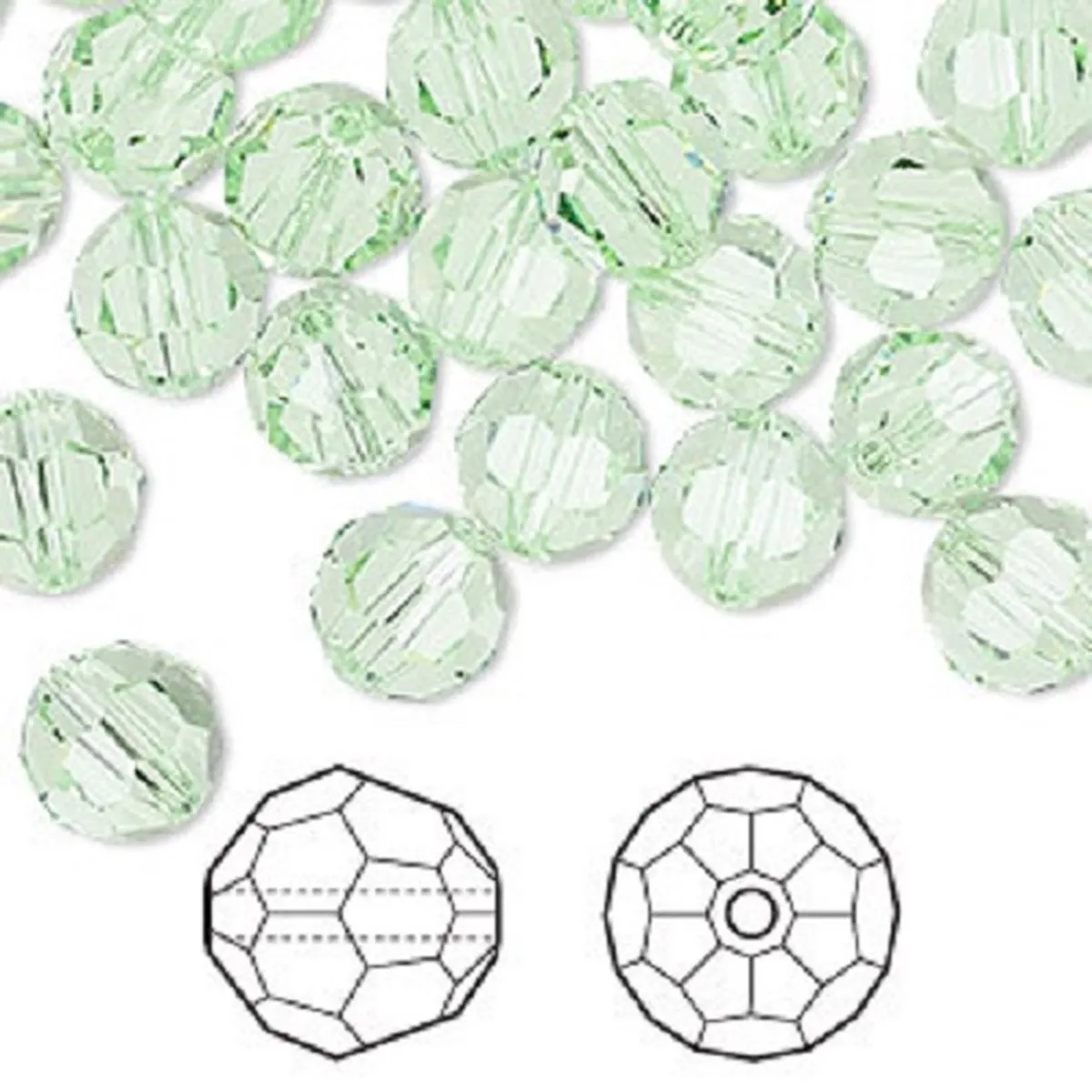 Swarovski Elements, 18 stuks Swarovski ronde kralen, 8mm, chrysolite, (5000)