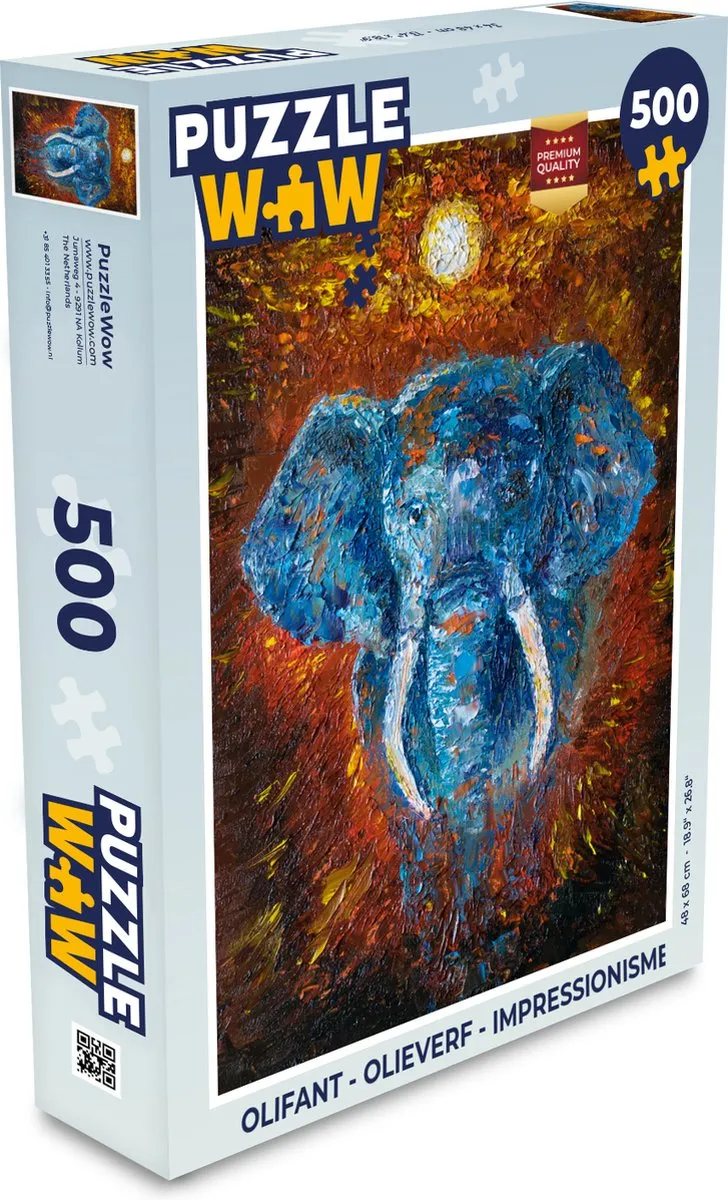 PuzzleWow Impressionisme Olifant Legpuzzel 500 Stuks