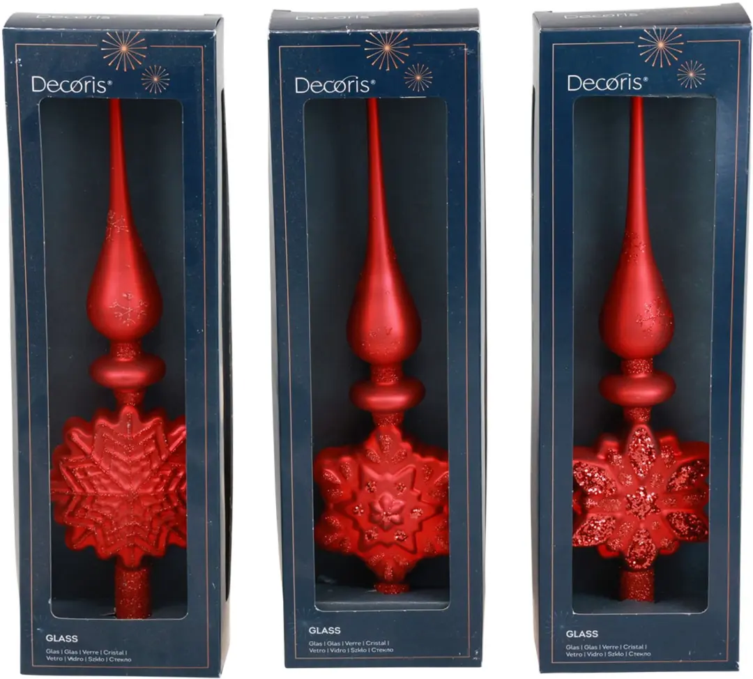 Kaemingk Decoris Glazen Piek 35cm - Rood - afbeelding 4 van 5