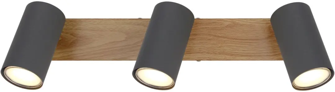 Globo Robby Plafondspot 57911-3G - 3-lichts GU10 - Hout - afbeelding 2 van 6