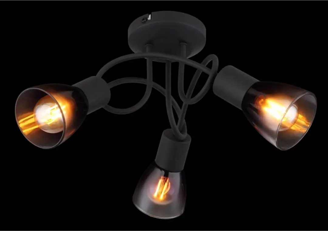 Globo Satella Plafondlamp 3-Lichts ø38cm - Matt Zwart - afbeelding 6 van 6