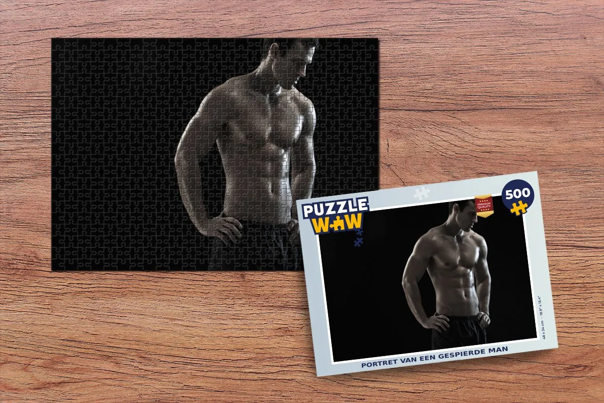 PuzzleWow Portret van een gespierde man Legpuzzel 500 Stuks - Multicolor