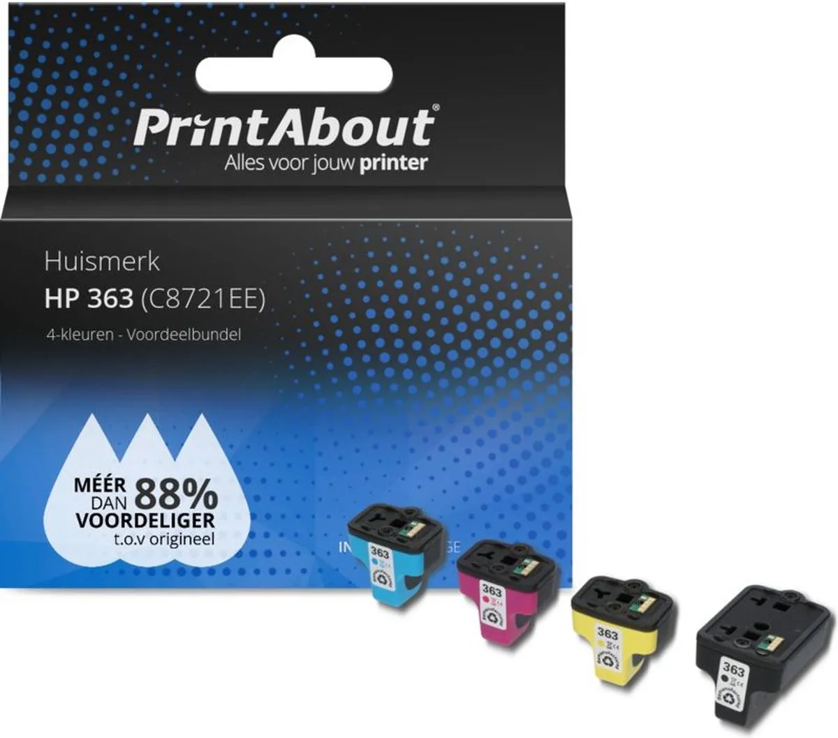 PrintAbout C8721EE-PA42 Inktcartridge - 4 Kleuren - 74ml - o.a. HP Photosmart
