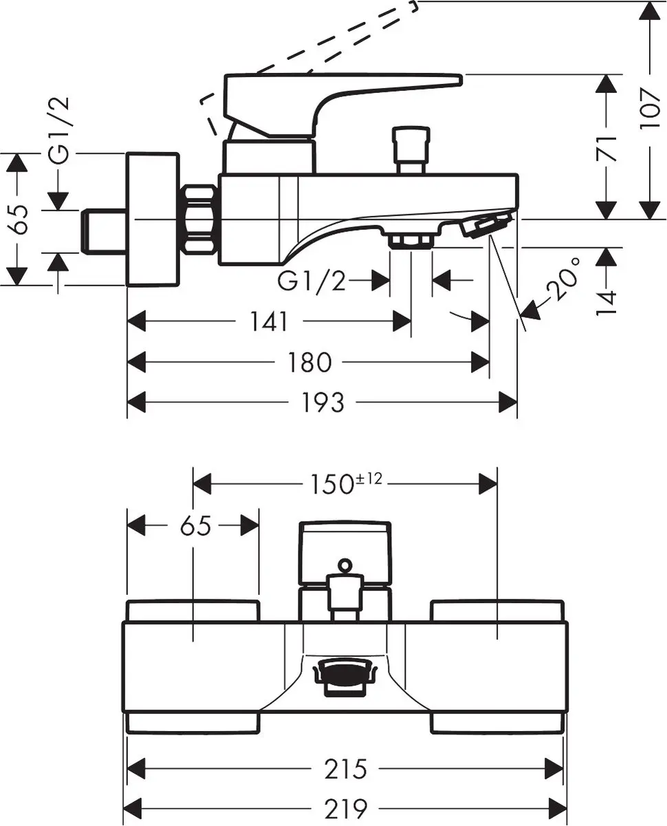 Hansgrohe Metropol 32540670 Badmengkraan - Mat Zwart - afbeelding 2 van 3