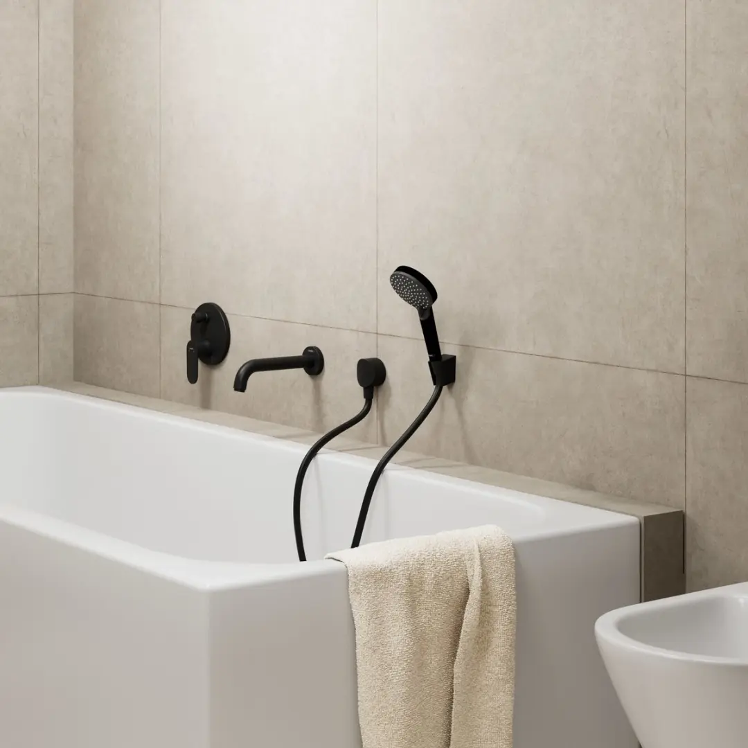 Hansgrohe Vernis Blend baduitloop 204mm - Mat zwart - afbeelding 5 van 6