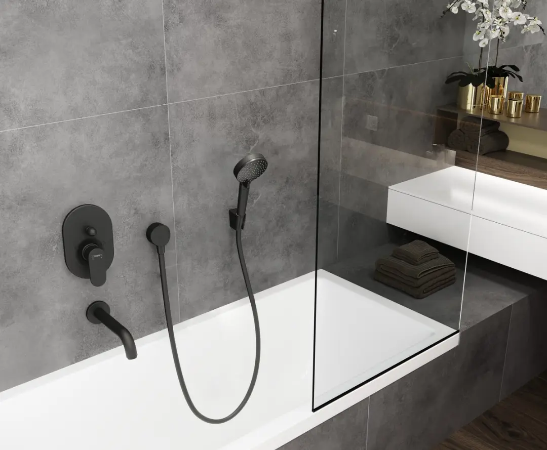 Hansgrohe Vernis Blend baduitloop 204mm - Mat zwart - afbeelding 3 van 6
