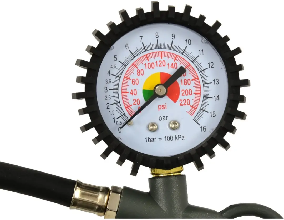 GEKO Bandenpomp met manometer - schokbestendige behuizing - 0-16 bar - 370 mm slang - afbeelding 6 van 6