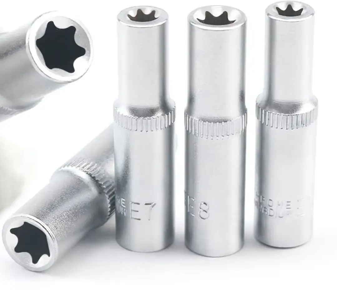 GEKO TORX dopsleutelset - CrV staal - E4-E16 - 9-delig - Met railhouder - afbeelding 3 van 6