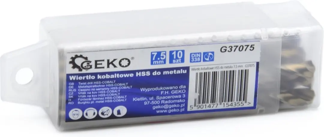 GEKO Metaalboor HSS M35 7,5mm - 10 stuks - afbeelding 4 van 6