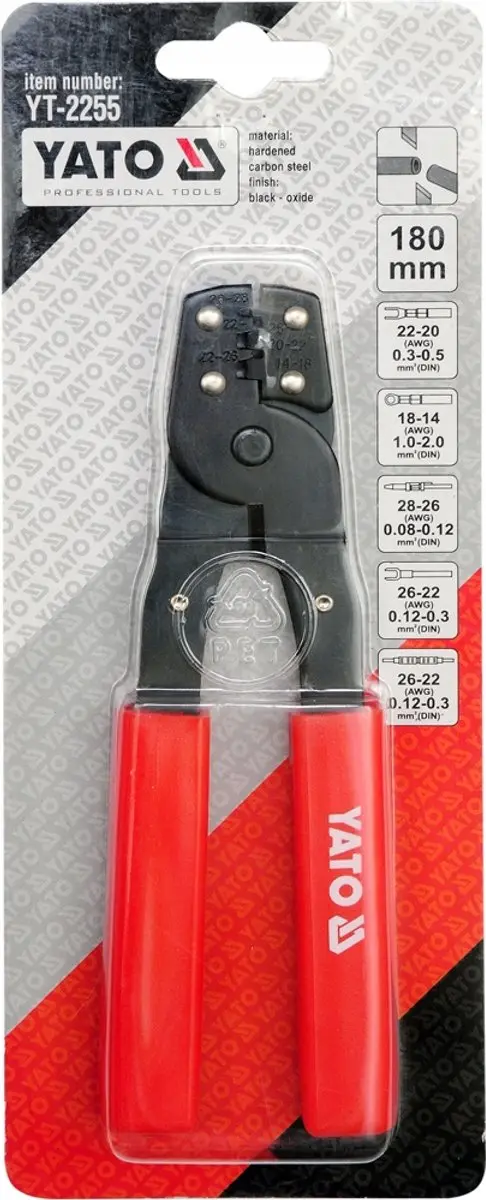 Yato YT-2255 Krimptang 180mm - 0.08-2mm² - afbeelding 3 van 4