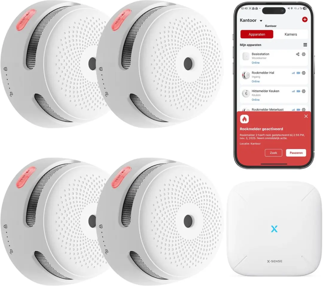 X-Sense XS01-M Rookmelder (4x) + SBS50 Base station