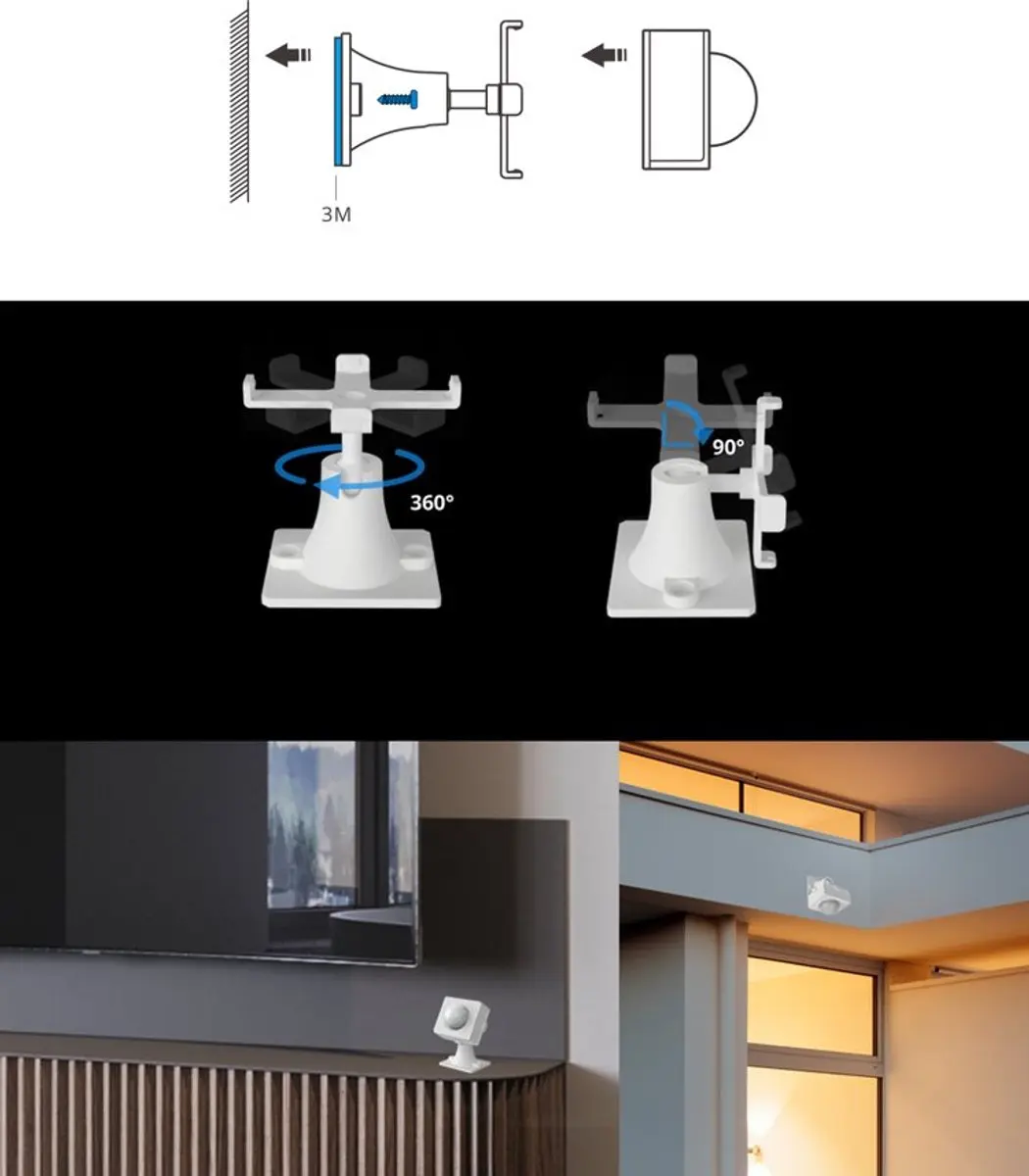 Sonoff ZigBee Serie - Adhesieve Montage - Bewegingssensor Houder - PIR SNZB-03 Compatibel - afbeelding 4 van 4