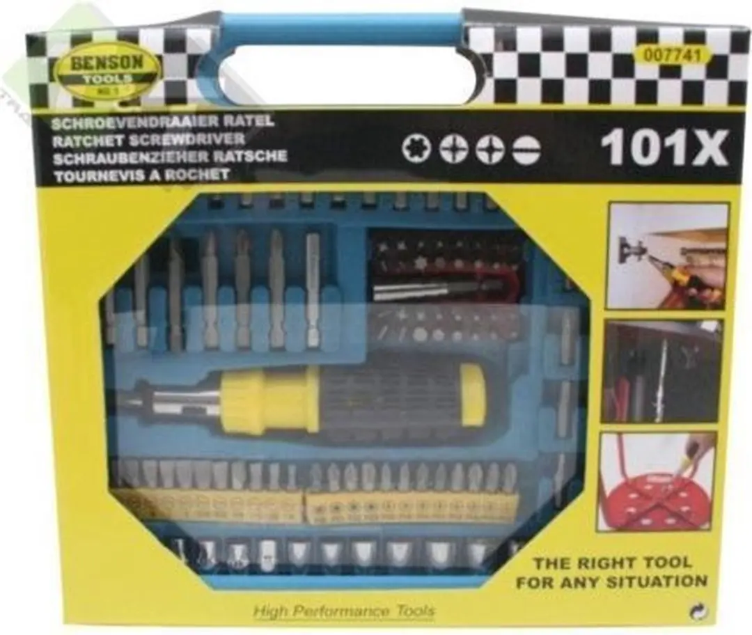Schroevendraaier ratel set, 101 dlg, Bittenset, Doppen set, Benson