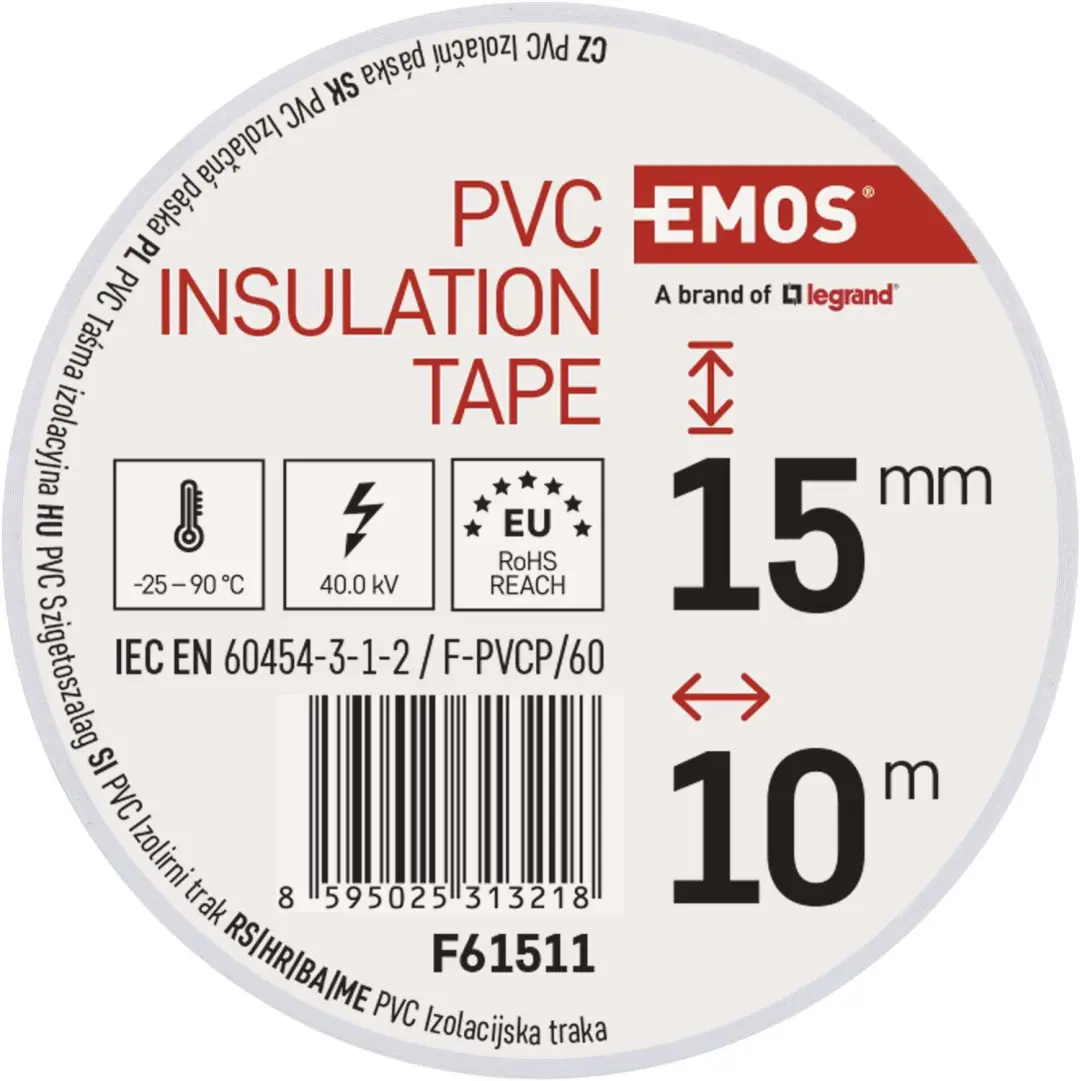 Emos PVC Isolatietape 15mm/10m - Wit, 10 Stuks - afbeelding 5 van 6