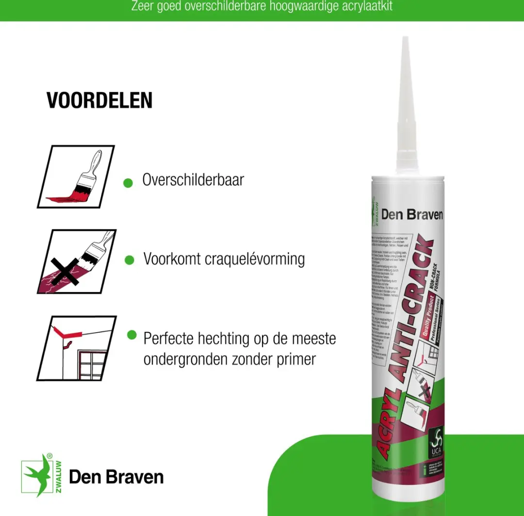 Zwaluw Acrylaatkit Anti-Crack wit - 310ml - afbeelding 5 van 6