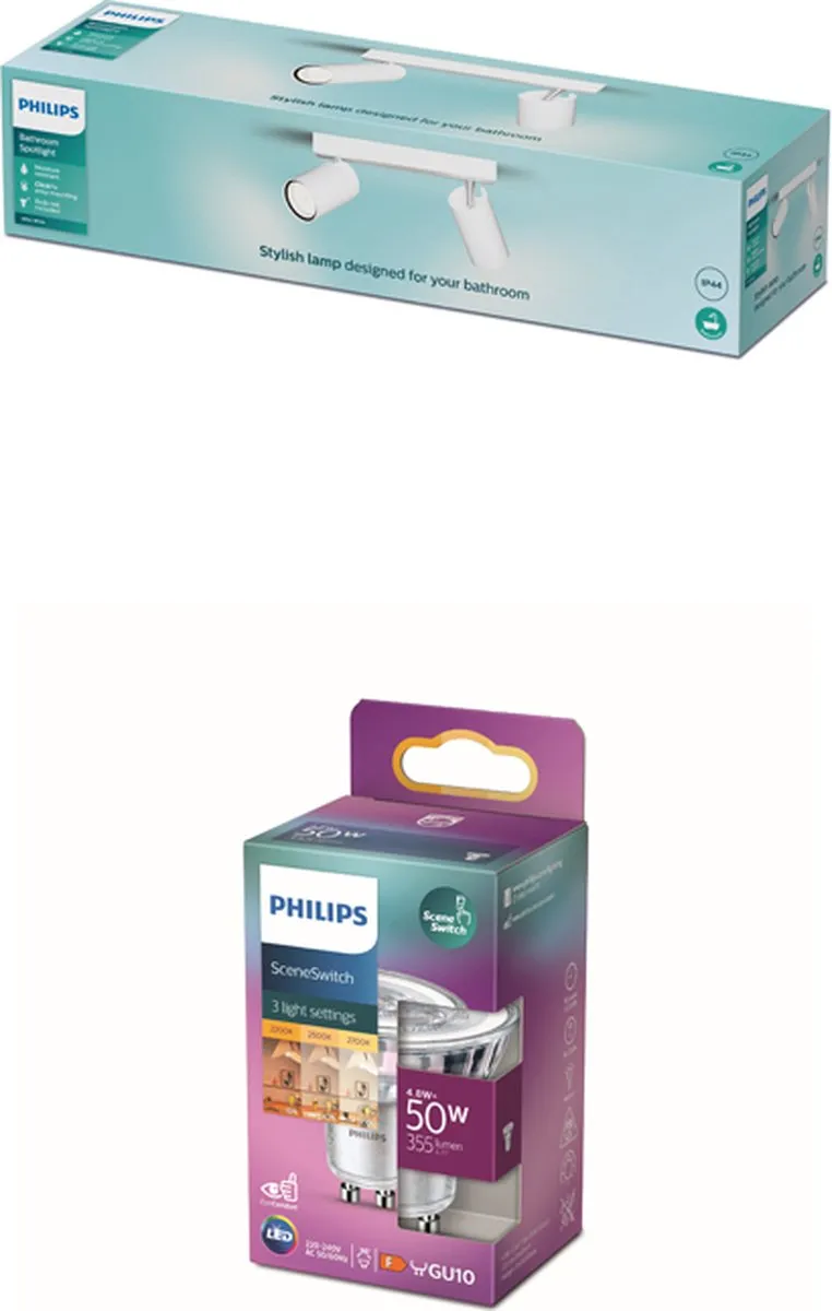 Philips Idris Opbouwspot 2x GU10 Warmwit 2700K - Wit - afbeelding 6 van 6
