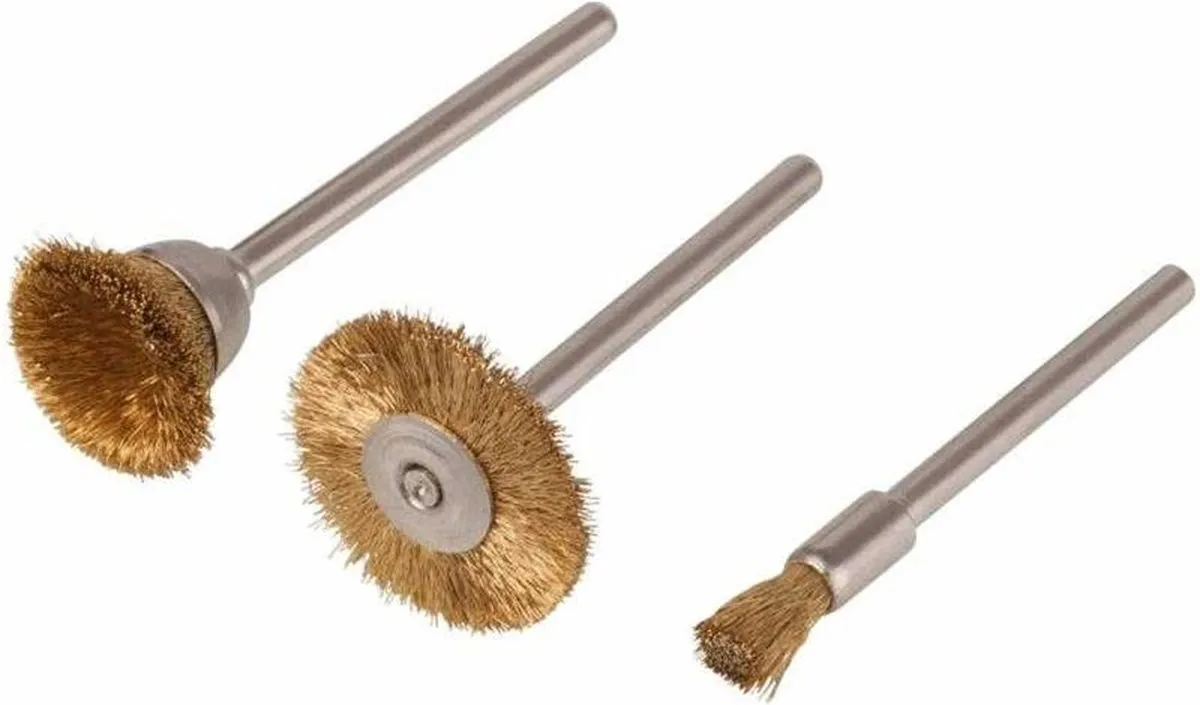 Wolfcraft Messingdraad-mini-borstelset 3-delig