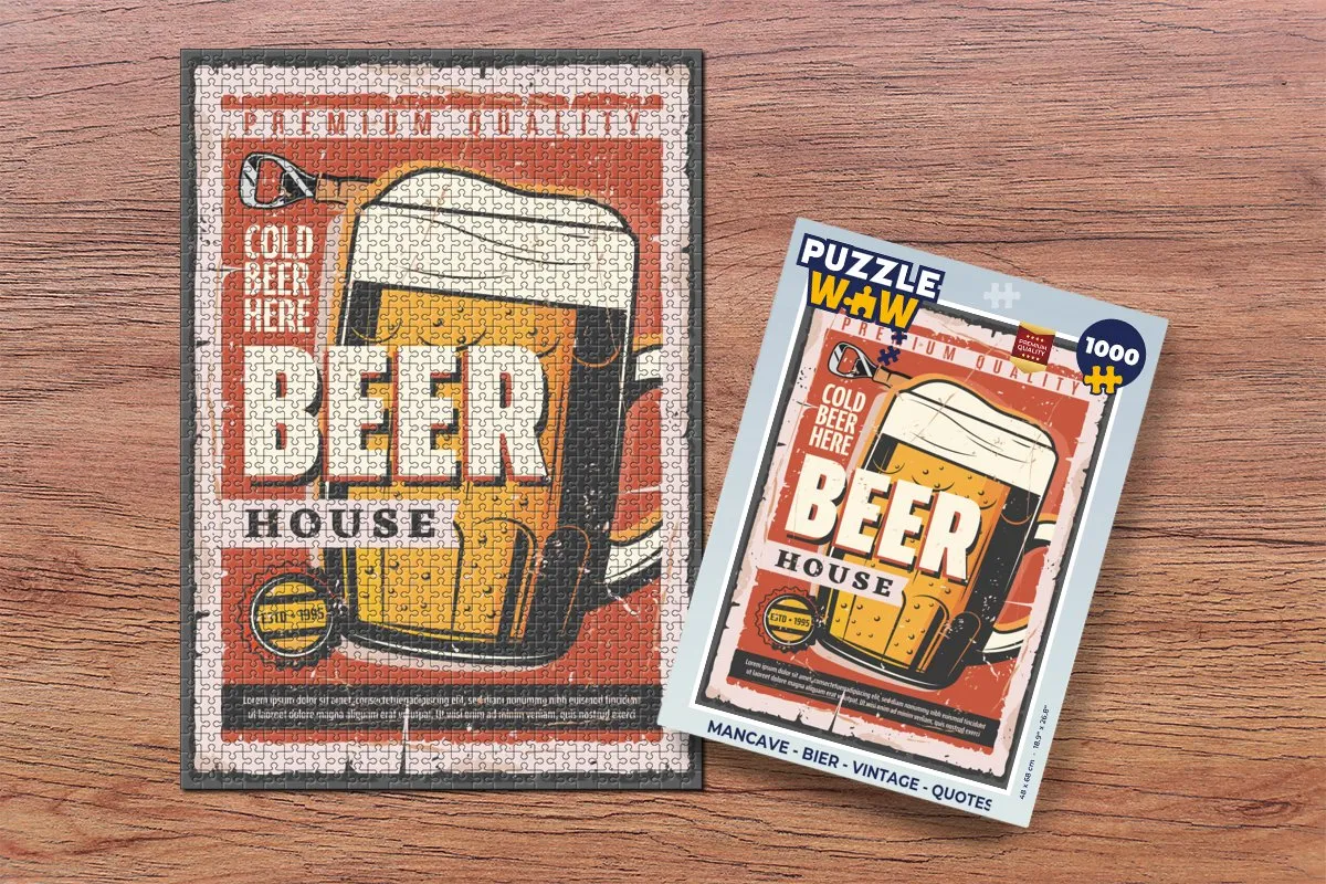 PuzzleWow Mancave Bier Vintage Legpuzzel 1000 Stuks - Multicolor