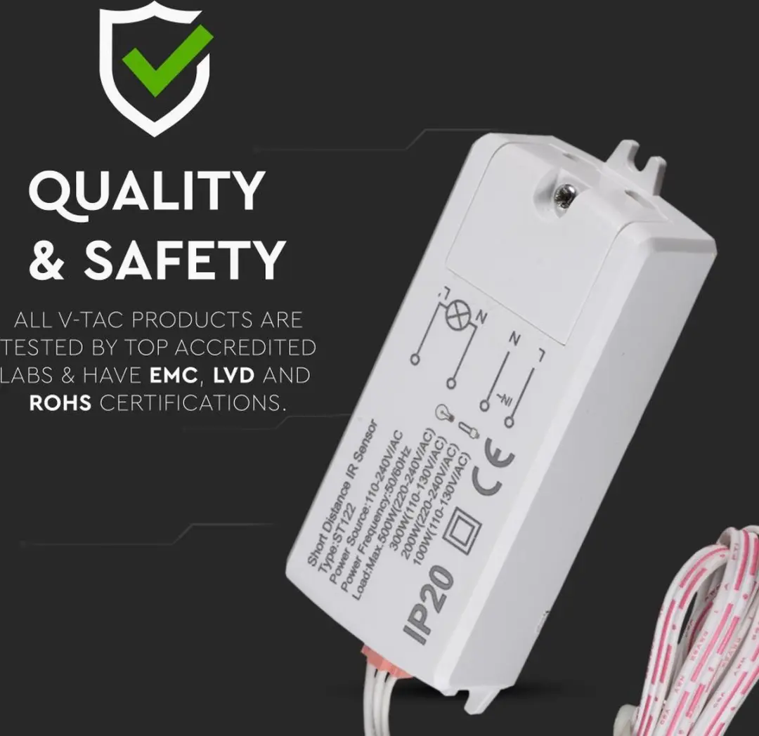 V-TAC VT-8025 handgebaren bewegingssensor - IP20 - wit - afbeelding 6 van 6