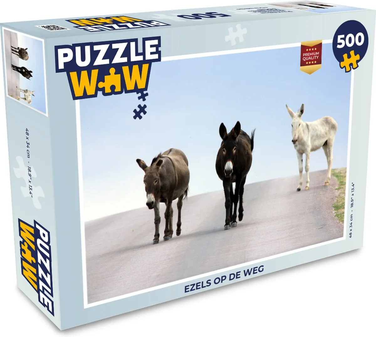 PuzzleWow Ezels op de Weg Legpuzzel 500 Stuks