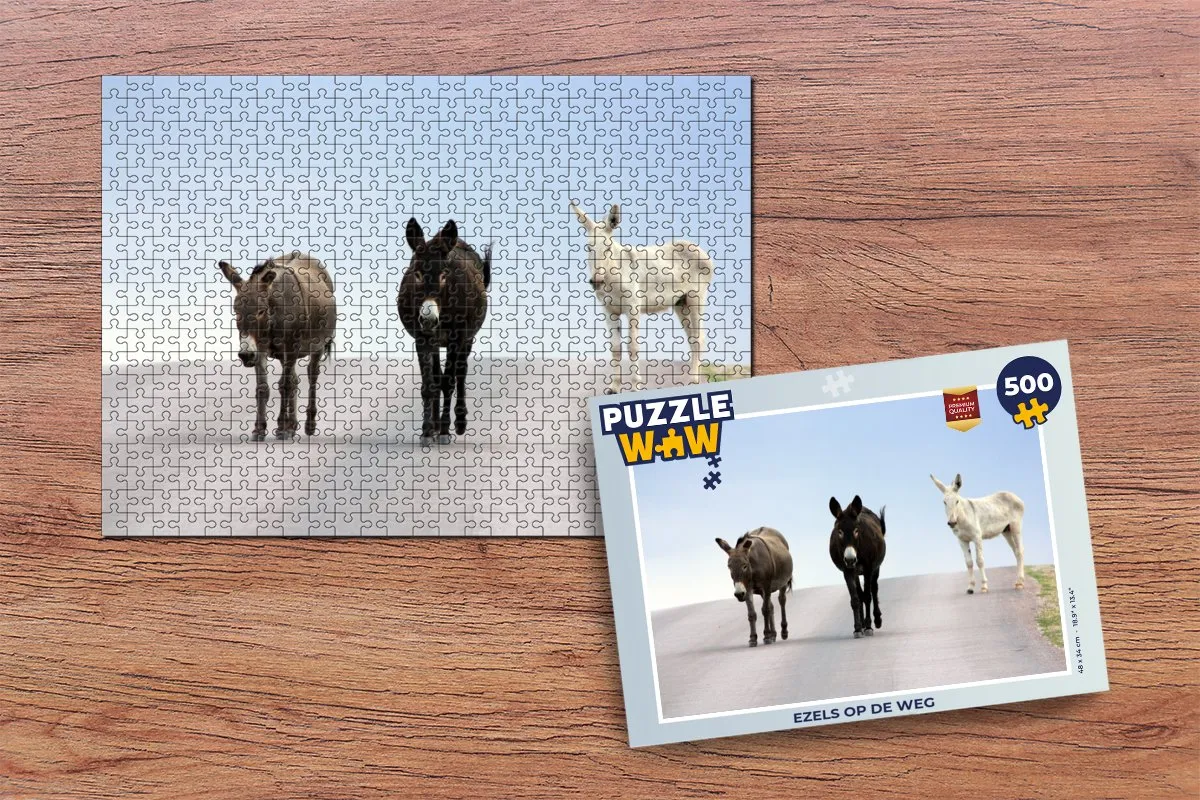 PuzzleWow Ezels op de Weg Legpuzzel 500 Stuks - Multicolor