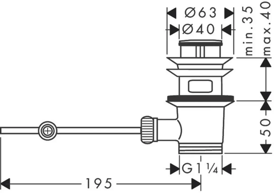 Hansgrohe 94139000 Afvoergarnituur - DN 32 - Chroom - afbeelding 3 van 6
