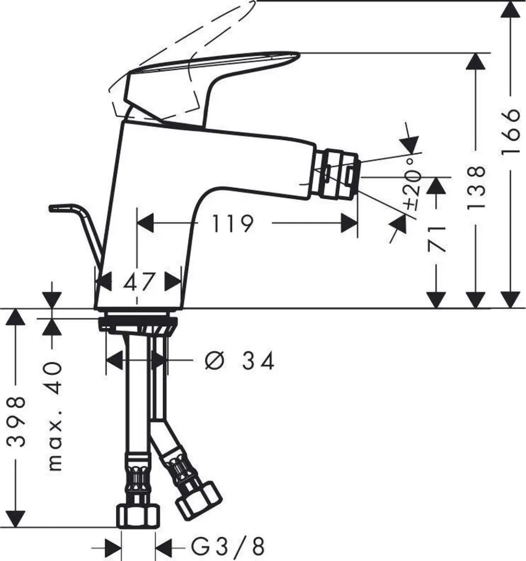 Hansgrohe Logis 71204000 Bidetkraan - Chroom - afbeelding 5 van 6