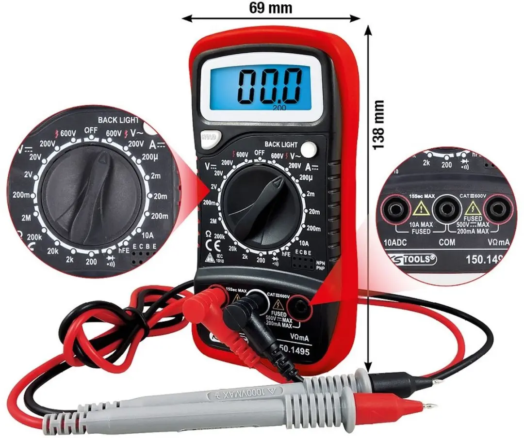 Multimeter KS TOOLS - Digitaal - 200V-600V - 150.1495 - afbeelding 6 van 6