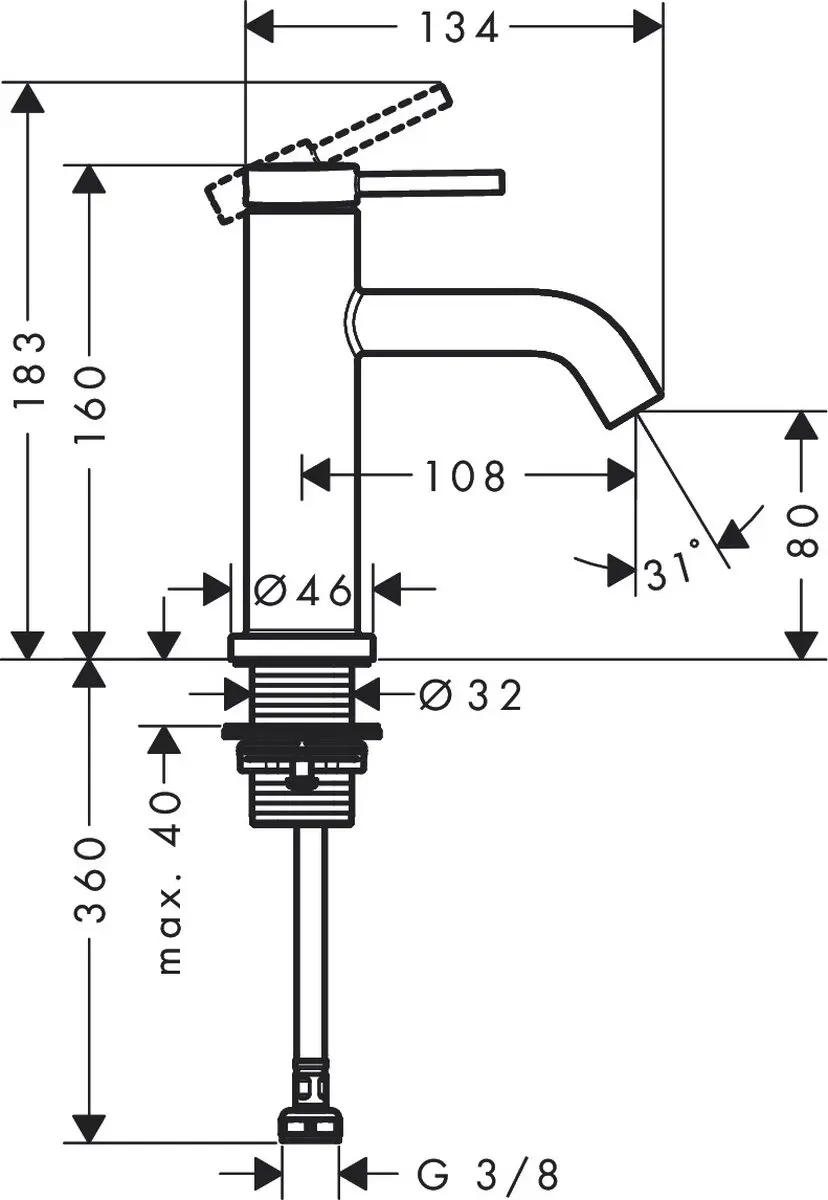 Hansgrohe Tecturis S 73313670 Toiletkraan - Mat Zwart - afbeelding 5 van 6