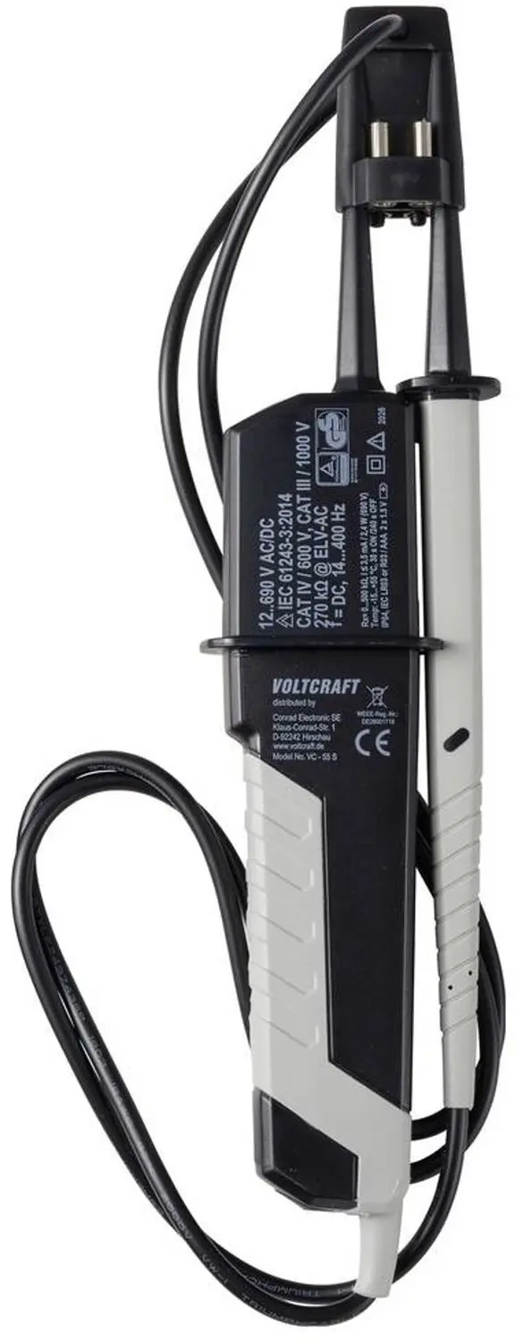 Voltcraft VC-55 S Tweepolige Spanningstester CAT III 1000 V - afbeelding 2 van 4