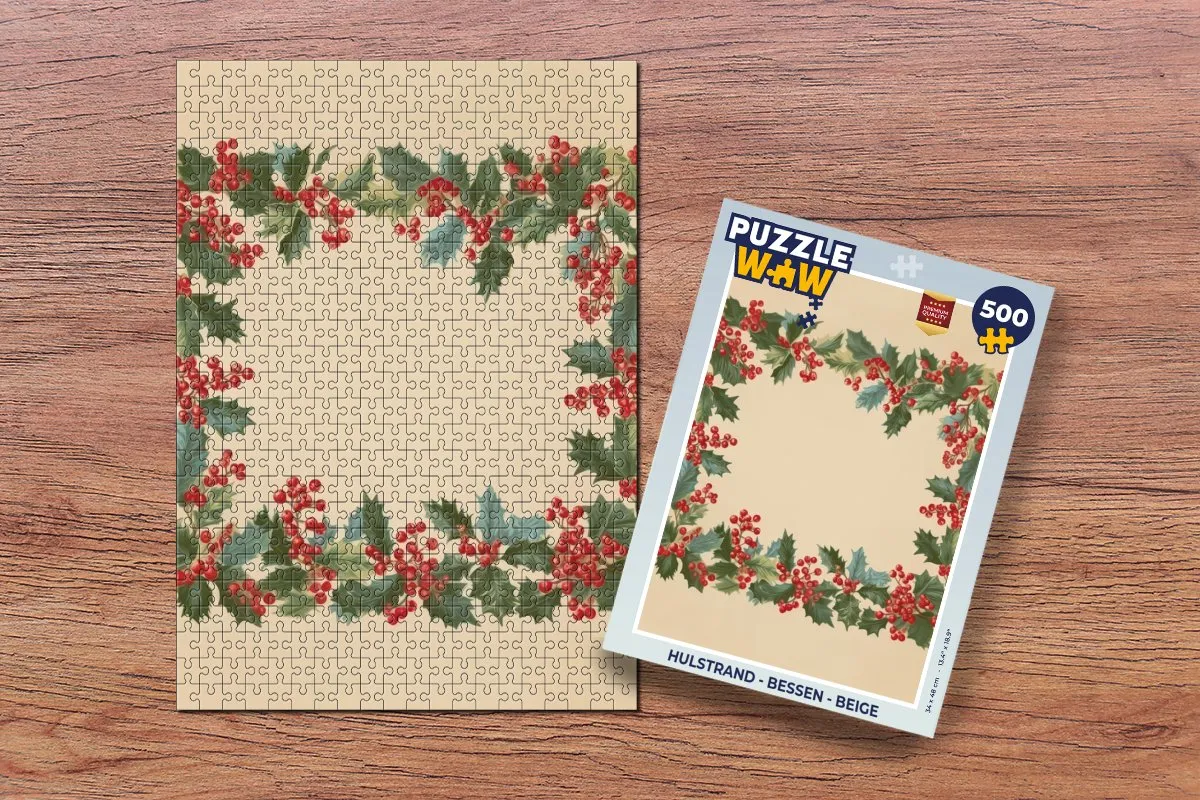 PuzzleWow Hulstrand Bessen Beige Puzzel 500 Stuks