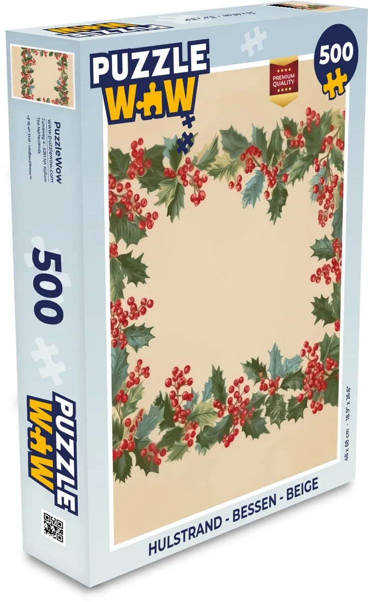 PuzzleWow Hulstrand Bessen Beige Puzzel 500 Stuks