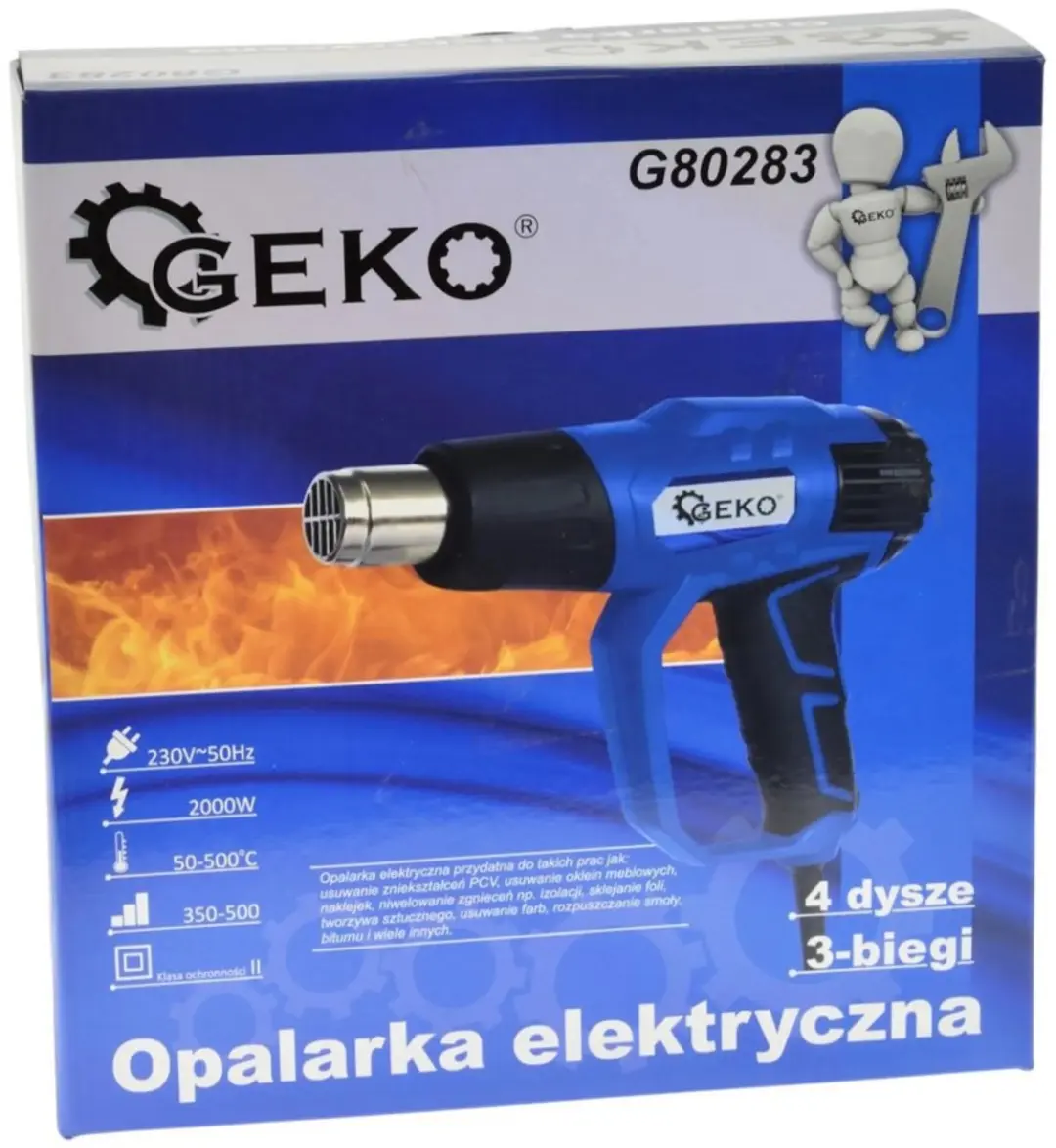 GEKO Heteluchtpistool 2000W - 4 Accessoires - afbeelding 4 van 6