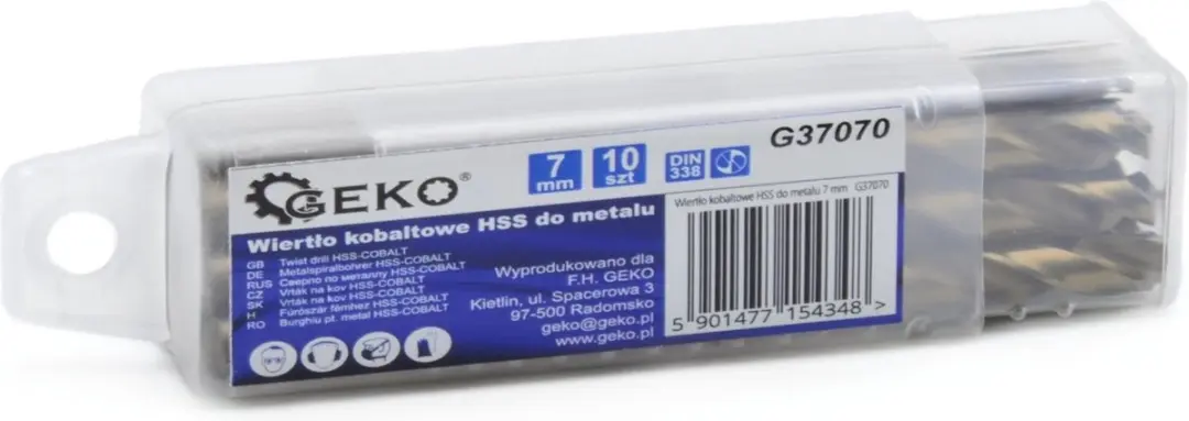 GEKO Metaalboor HSS M35 Cobalt 7 mm - 10 stuks - afbeelding 5 van 6
