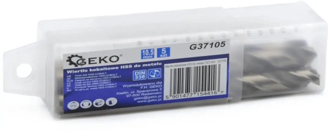 GEKO Metaalboor HSS 10,5 mm - 5 stuks - afbeelding 3 van 4