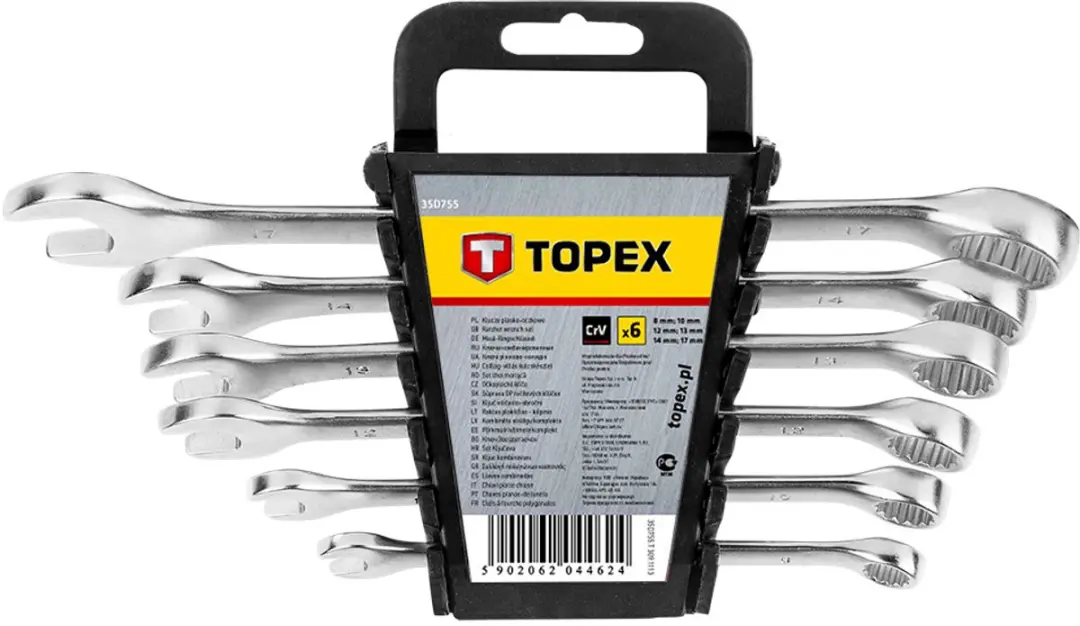 TOPEX Ring / steeksleutelset 8-17 mm