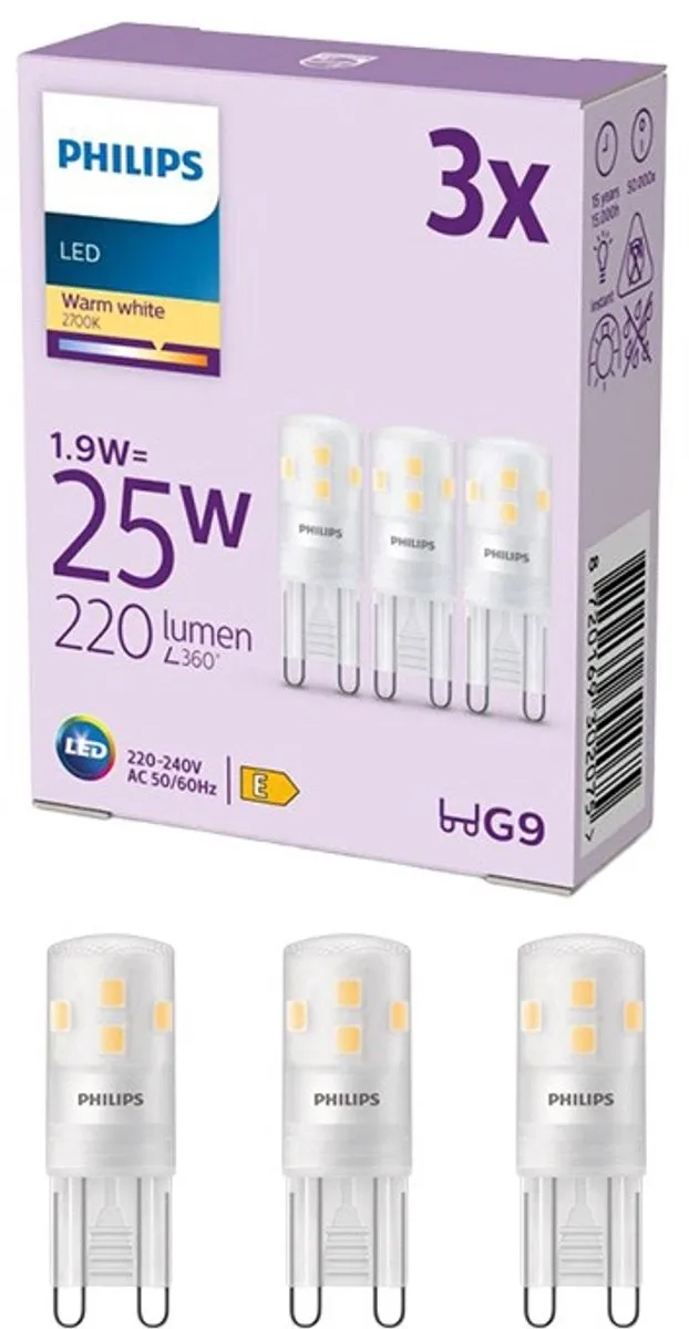Philips LED Capsule G9 25W Warmwit - 3 Stuks - afbeelding 6 van 6