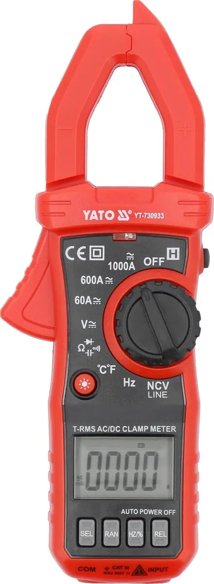 Yato YT-730933 Stroomtang Multimeter - 1000A - Rood - afbeelding 6 van 6
