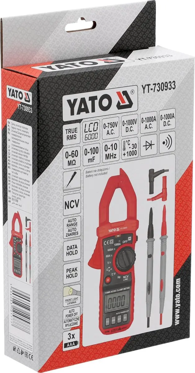 Yato YT-730933 Stroomtang Multimeter - 1000A - Rood - afbeelding 5 van 6