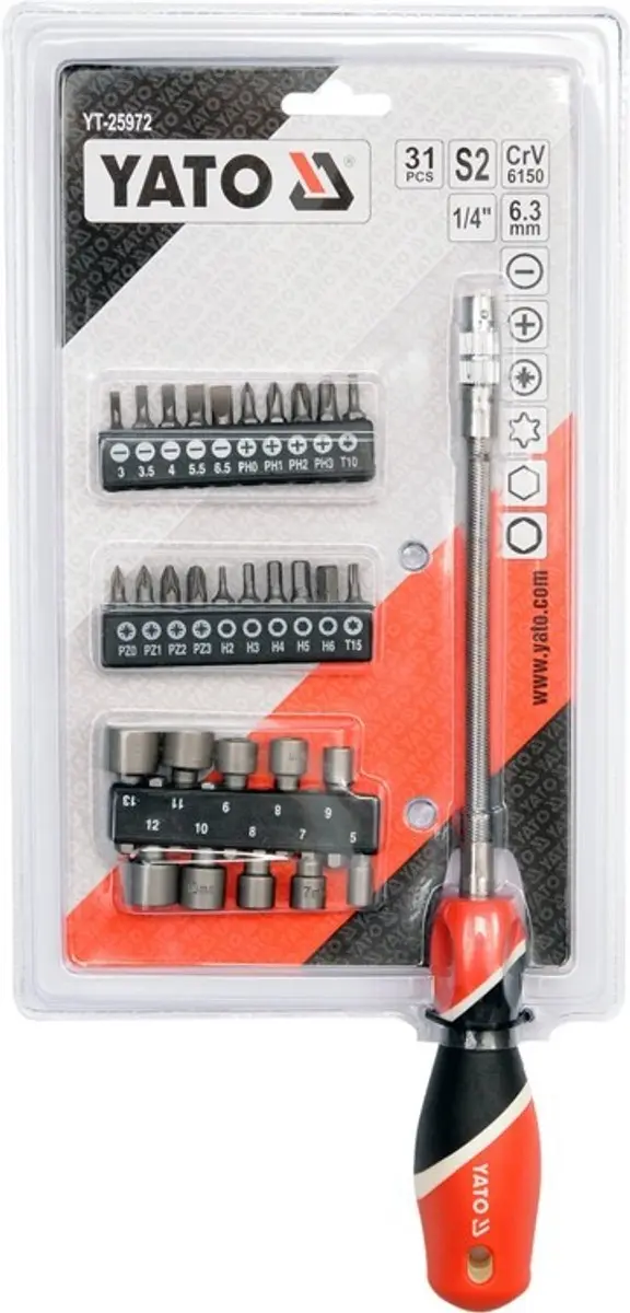 Yato Flexibele Schroevendraaierset YT-25972 - 31 stuks - afbeelding 2 van 3