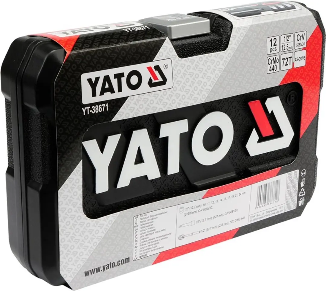 Yato YT-38671 Ratel Dopsleutelset 1/2" - 12-delig - afbeelding 4 van 6