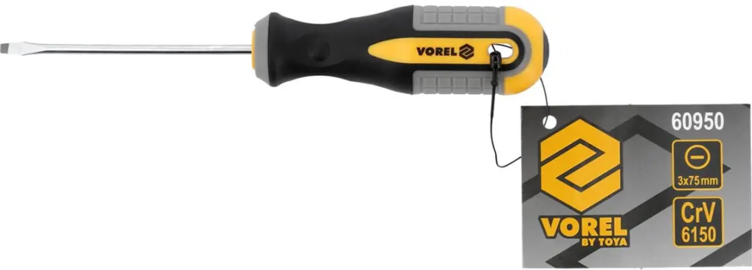 Vorel Platte Schroevendraaier 3x75mm - CrV Staal - afbeelding 2 van 3