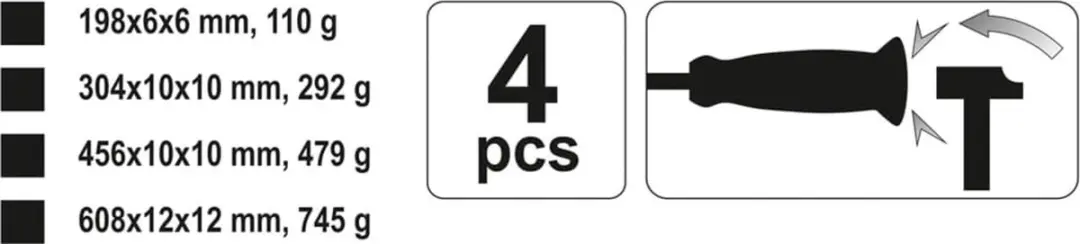 Yato YT-4730 Koevoetset - 4-delig - afbeelding 3 van 4
