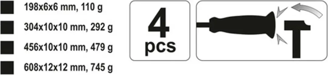 Yato YT-4730 Koevoetset - 4-delig - afbeelding 4 van 4