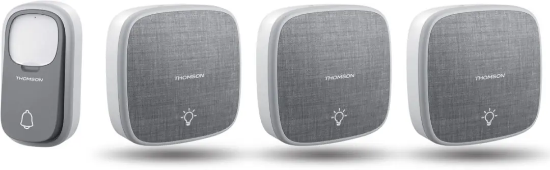 Thomson 513134-3 draadloze deurbel met kinetische knop en 3 batterij gevoede ont